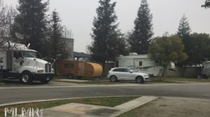 The tiny trailer home in a RV park