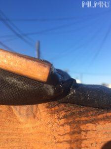 Water on the outside of the tiny trailer