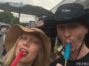 Eating popsicles from a street vendor in Bangkok