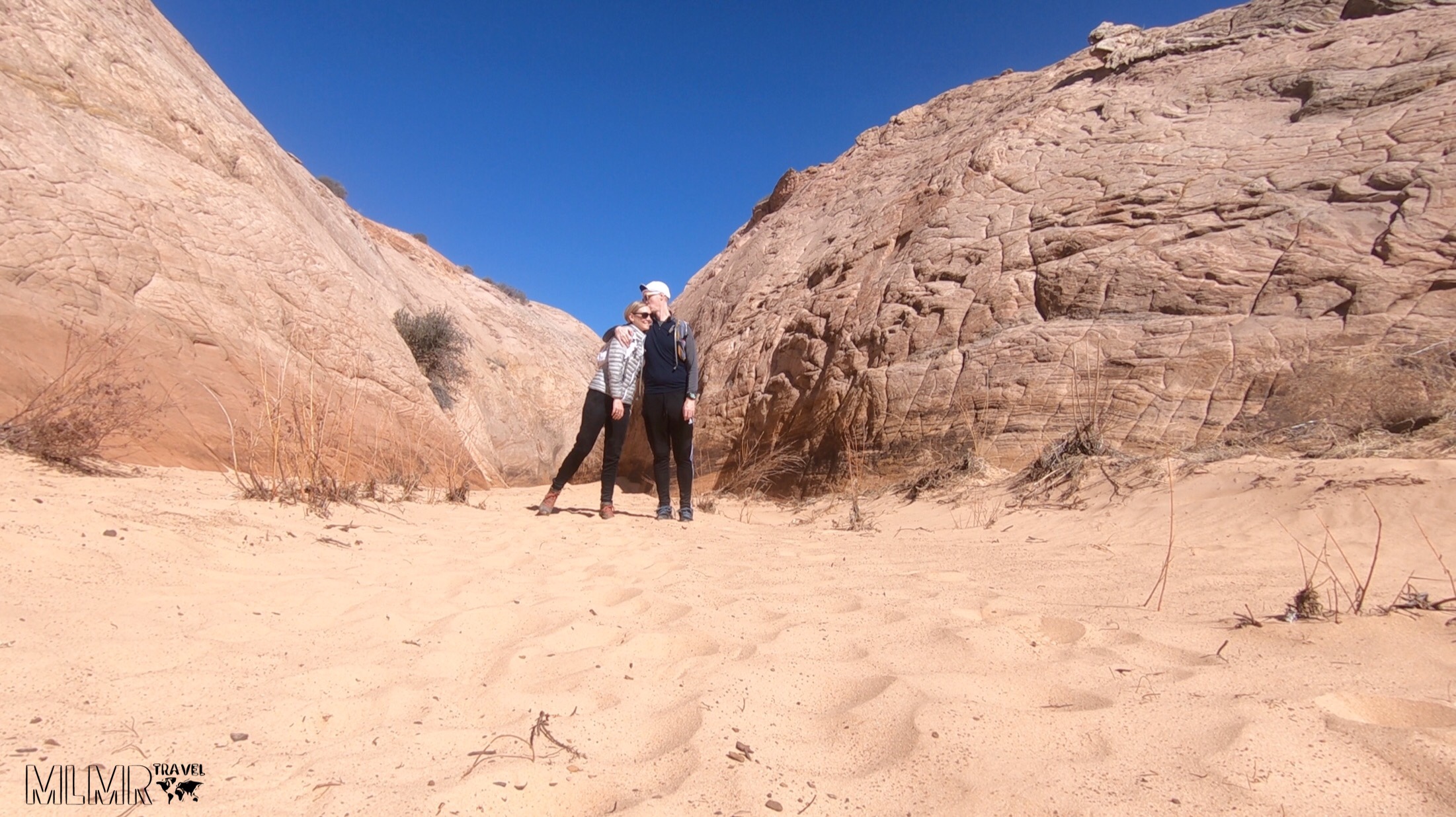 Travel couple adventures at Zebra Slot Canyon