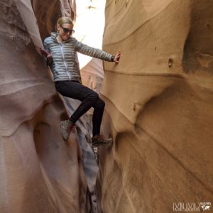 Kelsey Hiking Zebra Slot Canyon