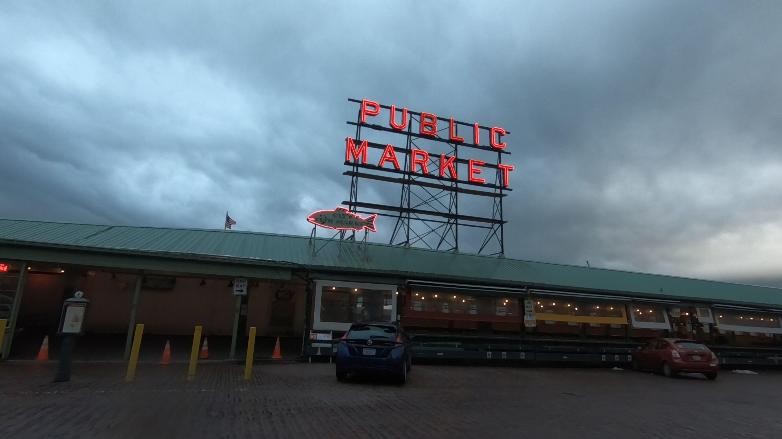 Empty Pike Place Public Market on an early Seattle Morning