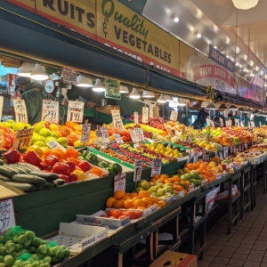 Colorful, fresh produce in Pike Place Market