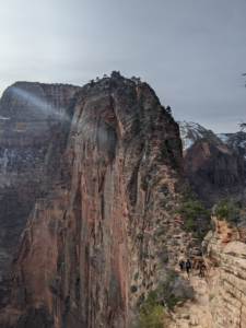 Steep rocky path to the summit of the Angels Landing Trail
