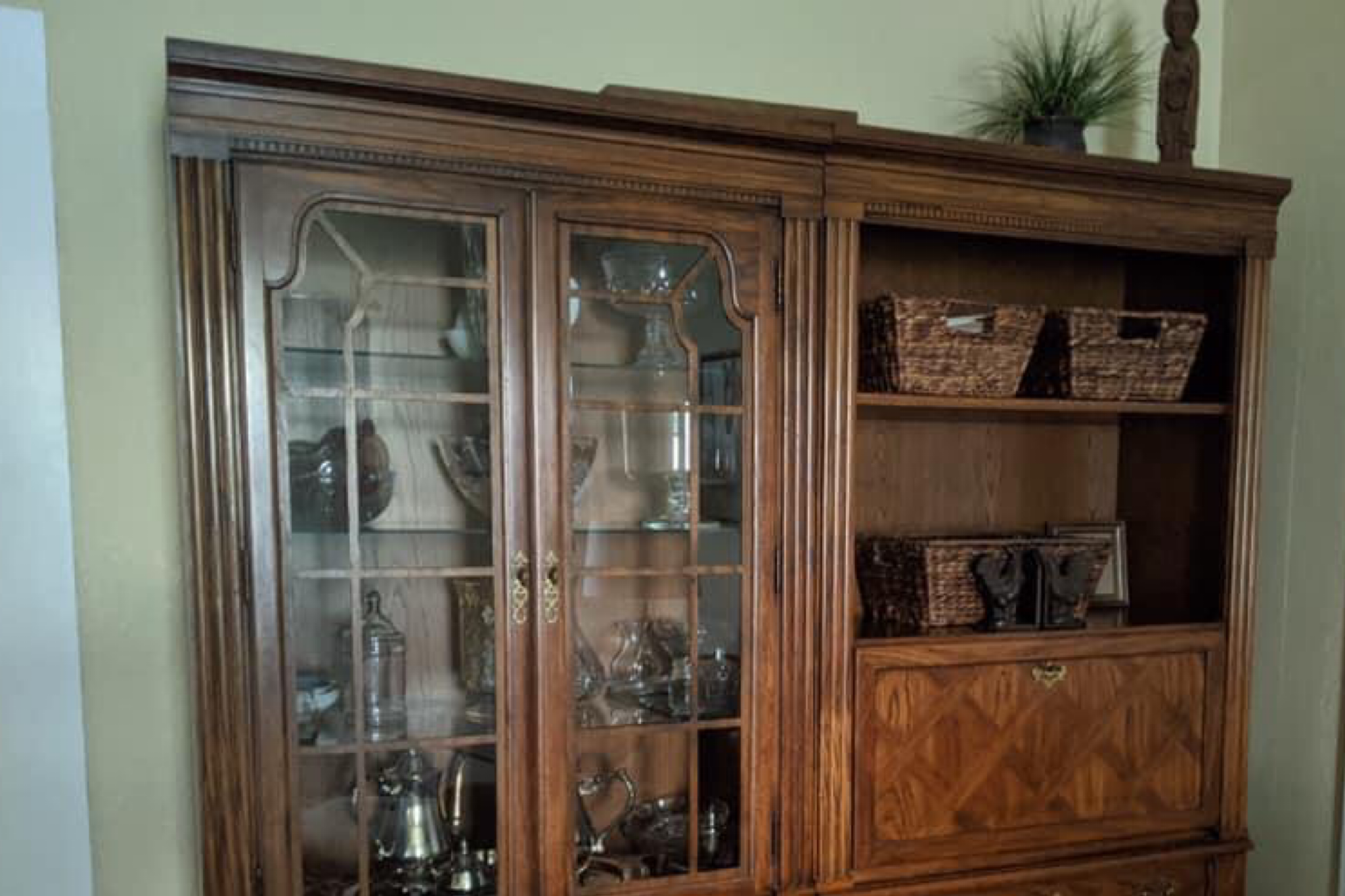 Decluttered and organized wooden cabinet
