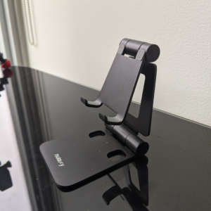 Collapsable Black, Metal Phone Stand for Traveling