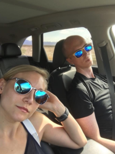 Travel Couple In the Car on a Hot Summer Trip to Lake Havasu